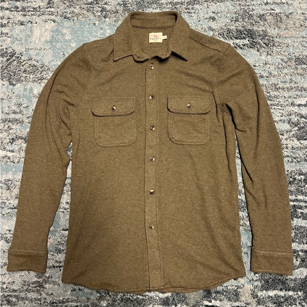 Faherty Legend Sweater Shirt Mens XS Green Twill Button Soft Quality Olive